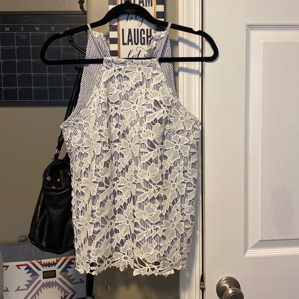 Adiva blue and white stripe tank        #75